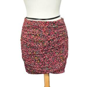 LEITH Womens Floral Pink Multicolor Stretch Tulip Mini Skirt Medium Indie Boho